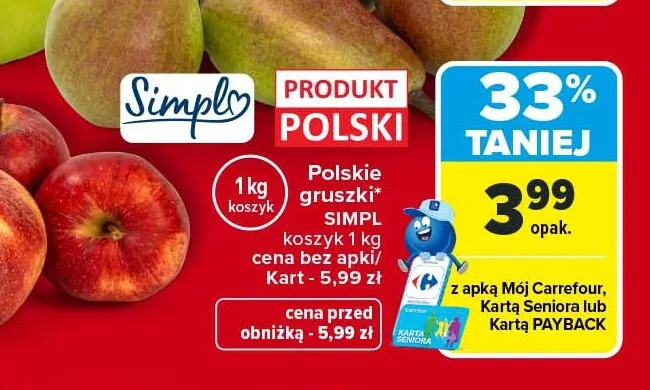 Gruszki polskie Simpl promocja w Carrefour