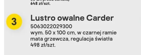 Lustro owalne Carder promocja w Castorama