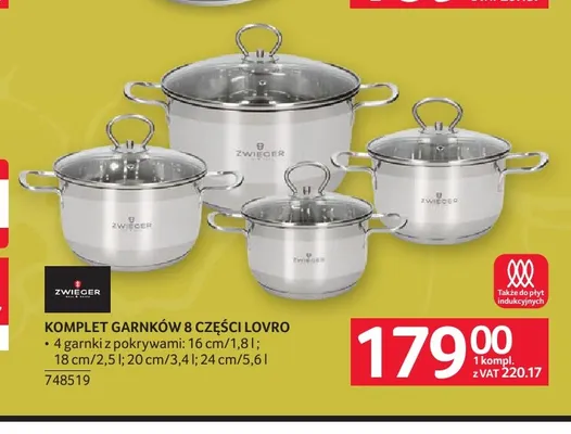 Komplet garnków 8 części Lovro Zwieger promocja w Selgros