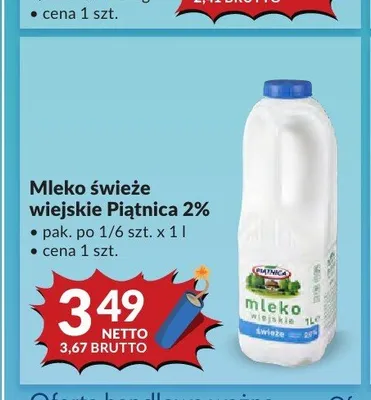 Mleko świeże wiejskie Piątnica 2% promocja w Makro