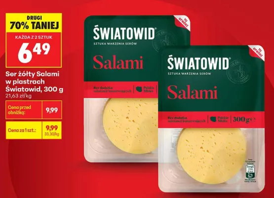 Ser żółty Salami w plastrach Światowid promocja w Biedronka