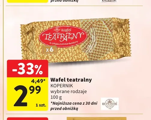 Wafel Teatralny o smaku śmietankowym Kopernik promocja w Intermarche
