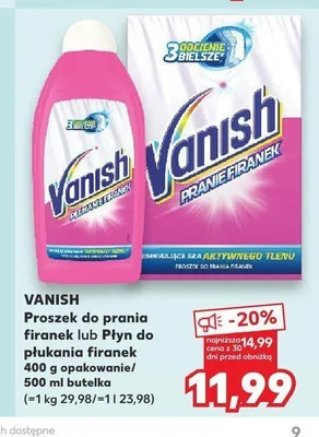 Płyn do płukania firanek Vanish promocja w Kaufland