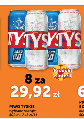 Piwo bezalkoholowe Tyskie Zero 8-pak 500 ml promocja w Euro Sklep