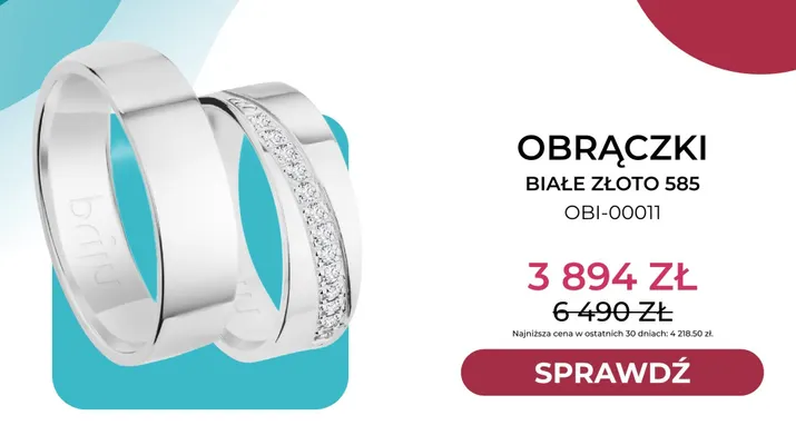 Obrączki białe złoto 585 OBI-00011 Briju promocja w Briju