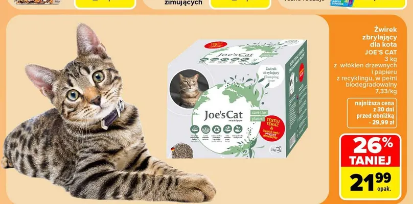 Żwirek zbrylający dla kota Joe's Cat promocja w Carrefour