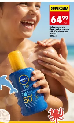 Balsam ochronny dla dzieci w sprayu SPF 50+ Nivea Sun promocja w Biedronka