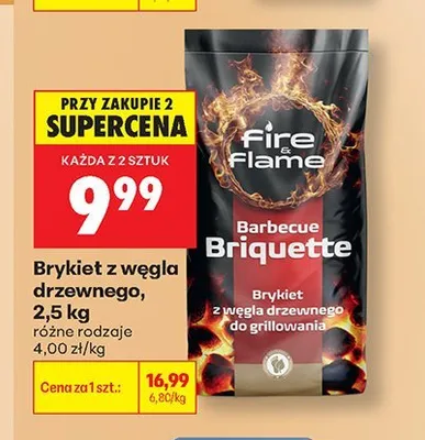 Brykiet z węgla drzewnego Fire & Flame promocja w Biedronka