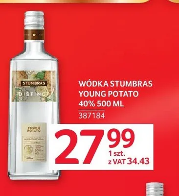 Wódka STUMBRAS YOUNG POTATO 40% promocja w Selgros