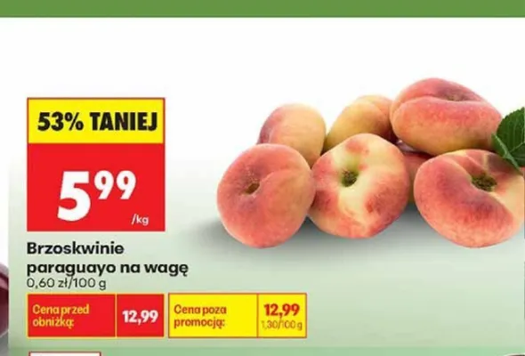 Brzoskwinie paraguayo na wagę promocja w Biedronka