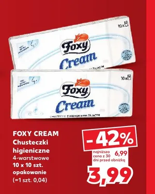 Chusteczki higieniczne 4-warstwowe Foxy Cream 10-pak promocja w Kaufland