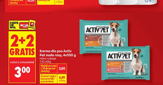 Karma dla psa Activ Pet małe rasy 4-pak promocja w Biedronka