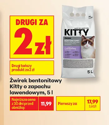 Żwirek bentonitowy Kitty o zapachu lawendowym promocja w Biedronka