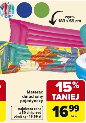 Materac dmuchany pojedynczy promocja w Carrefour