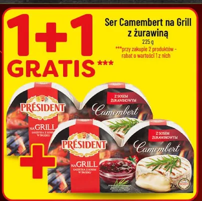 Ser Camembert na Grill z żurawiną Président promocja w POLOmarket
