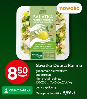 Sałatka supergreen z quinoa guacamole z kurczakiem, high protein promocja w Żabka