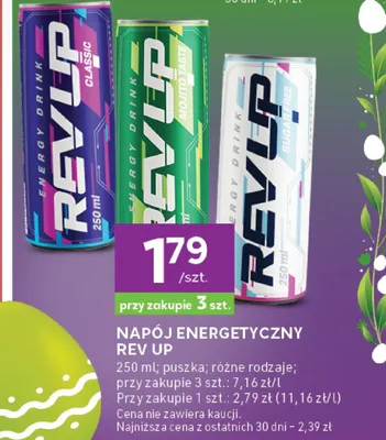 Napój energetyczny Rev Up puszka promocja w Stokrotka
