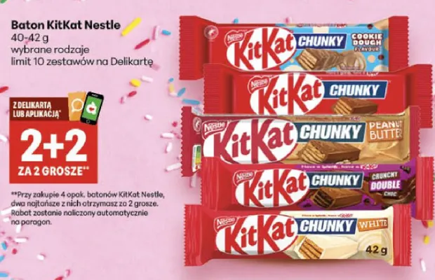 Baton KitKat Chunky Cookie Dough Nestle promocja w Delikatesy Centrum