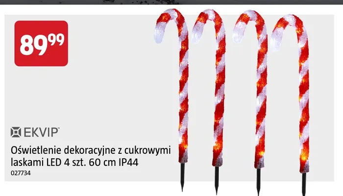 Oświetlenie dekoracyjne z cukrowymi laskami LED 4 szt. 60 cm IP44 Ekvip promocja w Jula