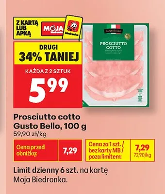 Prosciutto cotto Gusto Bello promocja w Biedronka
