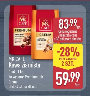 Kawa ziarnista Premium MK Café promocja w Aldi