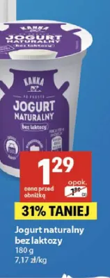 Jogurt naturalny bez laktozy Kanka promocja w Delikatesy Centrum