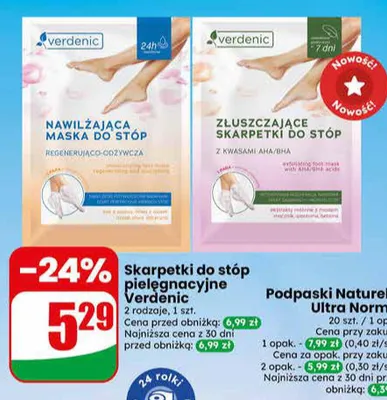 Złuszczające skarpetki do stóp z kwasami AHA/BHA Verdenic promocja w Dino