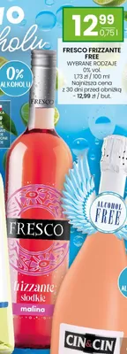 Wino bezalkoholowe Fresco Frizzante Free słodkie malina promocja w Twój Market
