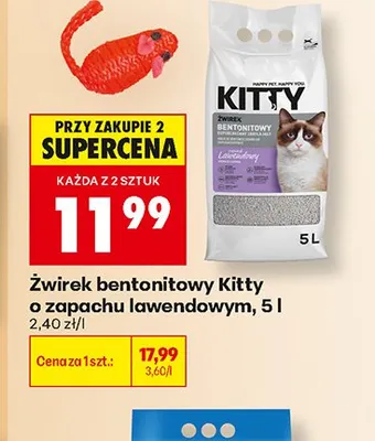 Żwirek bentonitowy Kitty o zapachu lawendowym promocja w Biedronka