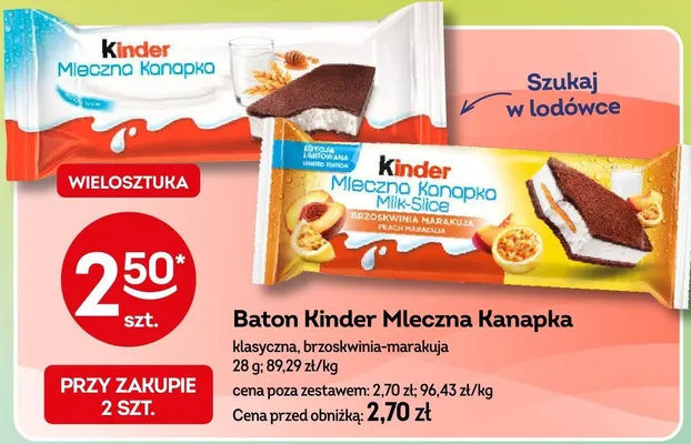 Baton Kinder Mleczna Kanapka brzoskwinia-marakuja promocja w Żabka
