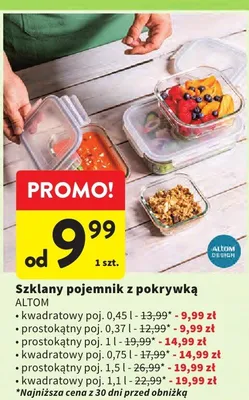 Szklany pojemnik z pokrywką prostokątny promocja w Intermarche