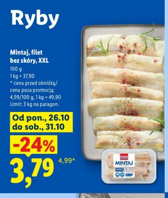 Mintaj filet bez skóry XXL promocja w Lidl
