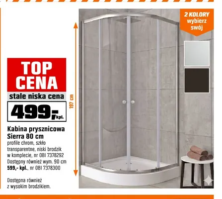 Kabina prysznicowa Sierra 80 cm promocja w OBI