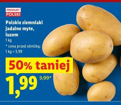 Polskie ziemniaki jadalne myte, luzem promocja w Lidl