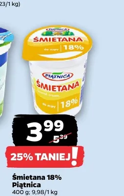 Śmietana 18% Piątnica promocja w Netto
