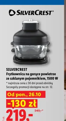 Frytkownica na gorące powietrze ze szklanym pojemnikiem Silvercrest 1500W promocja w Lidl