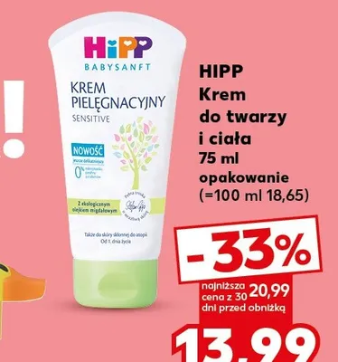 Krem do twarzy i ciała HIPP Babysanft Sensitive promocja w Kaufland