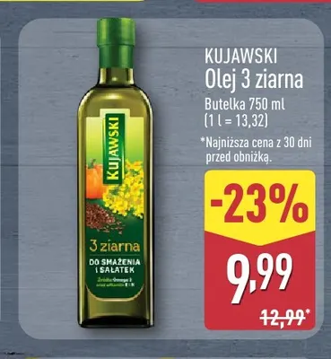 Olej rzepakowy 3 ziarna Kujawski promocja w Aldi