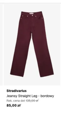 Jeansy Straight Leg Stradivarius bordowy promocja w Lounge by Zalando