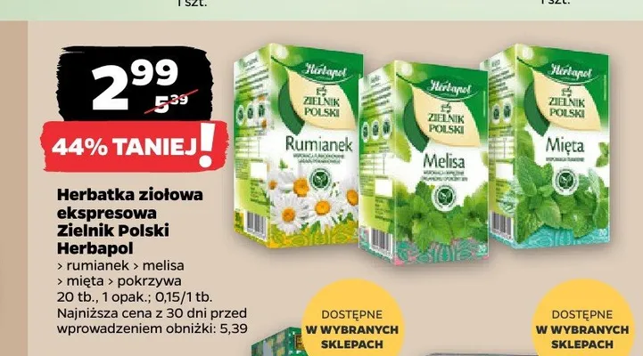 Herbatka ziołowa ekspresowa Zielnik Polski Herbapol promocja w Netto