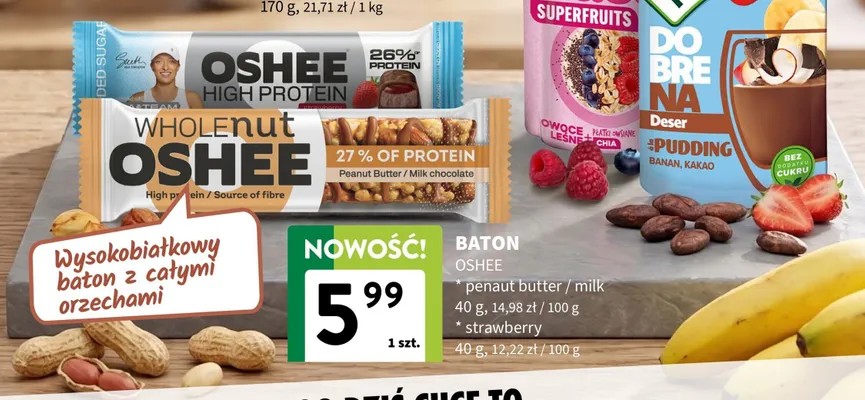 Baton Oshee High Protein Strawberry promocja w Intermarche