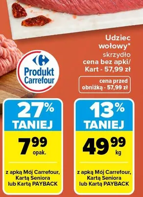 Udziec wołowy skrzydło Carrefour promocja w Carrefour Market