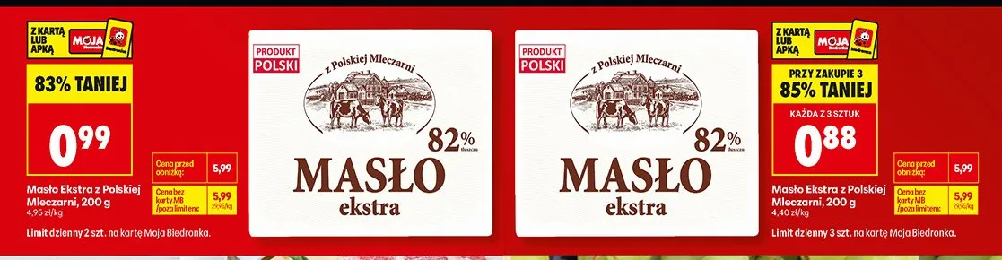 Masło Ekstra z Polskiej Mleczarni promocja w Biedronka