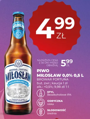 Piwo Miłosław Bezalkoholowe IPA 0,0% promocja w Duży Ben