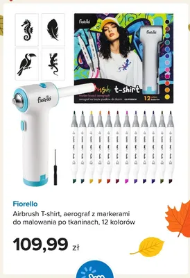 Airbrush T-shirt aerograf z markerami do malowania po tkaninach 12 kolorów Fiorello promocja w Smyk
