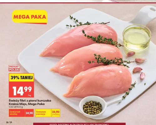 Świeży filet z piersi kurczaka Kraina Mięs Mega Paka promocja w Biedronka