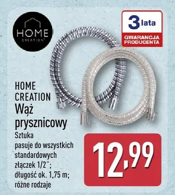 Wąż prysznicowy Home Creation 1/2" długość 1,75m promocja w Aldi