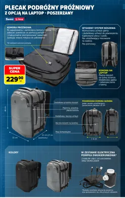 Plecak podróżny próżniowy z opcją na laptop poszerzany Semi Line promocja w Carrefour