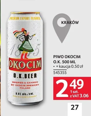 Piwo Okocim O.K. 500 ml promocja w Selgros