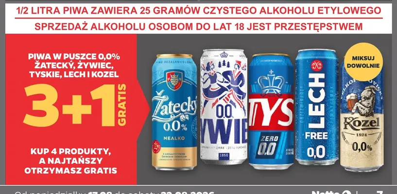 Piwo bezalkoholowe Žatecký promocja w Netto